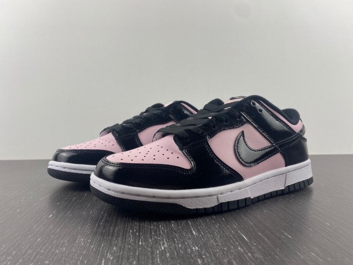 nike dunk low black patent pink dj9955-600