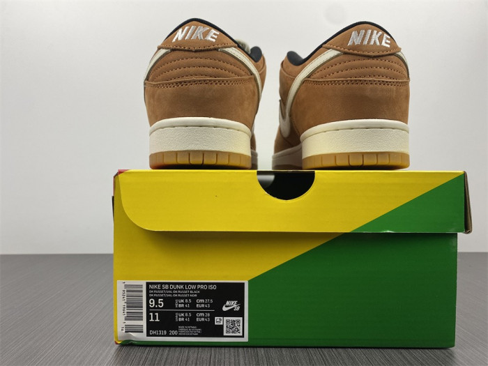 nike sb dunk low pro iso wheat brown white black dh1319-200